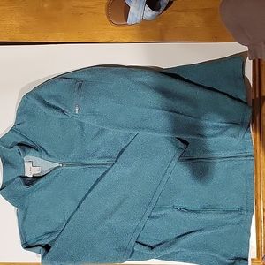 LLbean fleece jacket , light green color , worn , size large.